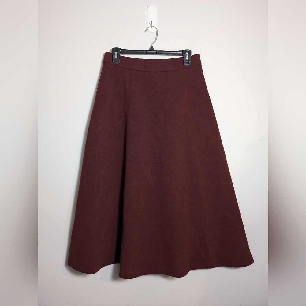 Ogl Move Burgundy Skirt FuzzLuxe Essential Midi A-line Circle Sz M